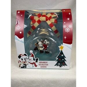 Disney Mickey Minnie Mouse Ice Skating Glass Globe Christmas Ornament NIB
